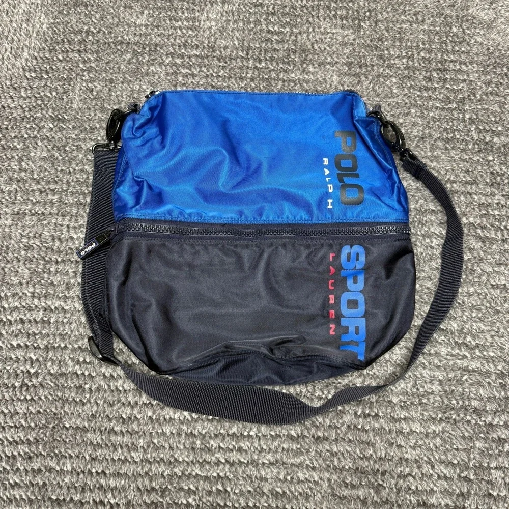 Polo Sport Ralph Lauren Expandable Shoulder Bag Blue Black‎ Nylon Crossbody